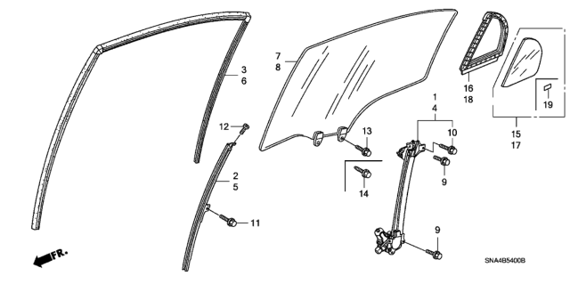 2006 Honda Civic Seal, R. RR. Door Quarter Diagram for 73441-SNA-003