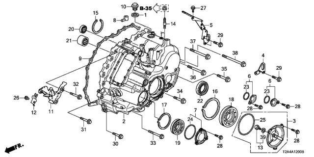 2015 Honda Accord 4 Door TOUR (V6) KL 6AT AT Transmission Case (V6) Diagram