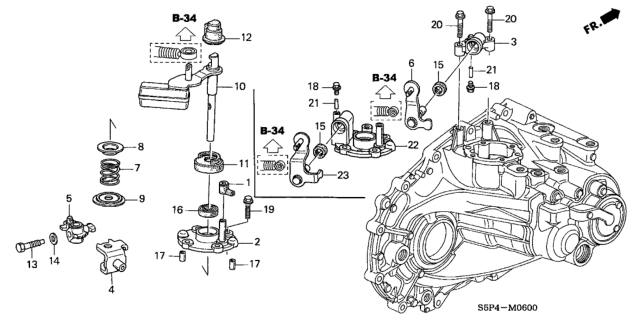 2002 Honda Civic Lever, Gearshift Diagram for 24470-PLW-000