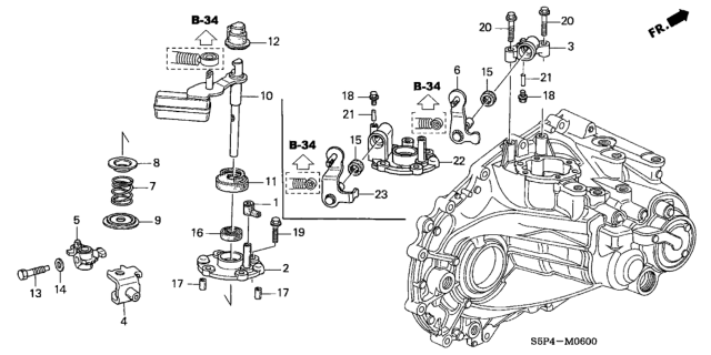 2002 Honda Civic Cover, Shift Arm Diagram for 21500-PLW-010