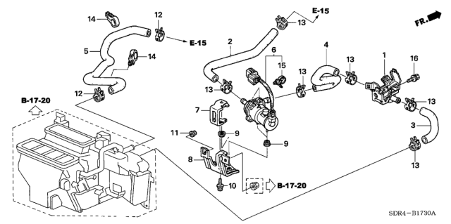 2005 Honda Accord Hybrid Water Pump Diagram for 79961-SDR-A02