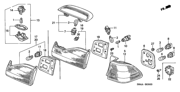 2002 Honda Accord Lamp Unit, L. Lid Diagram for 34156-S84-A11