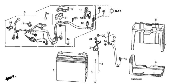 2008 Honda Civic 4 Door SI KA 6MT Battery (2.0L) Diagram