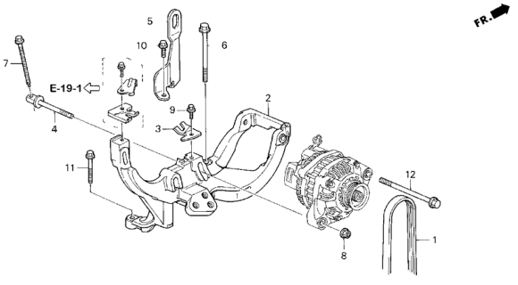 1995 Honda Accord Bracket, Alternator Diagram for 31112-P0G-A00