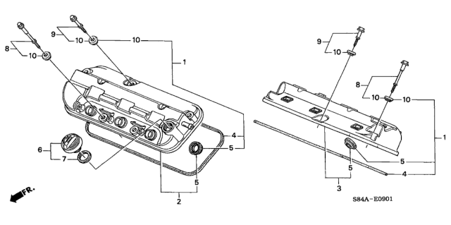 2002 Honda Accord 4 Door LX (V6) KA 4AT Cylinder Head Cover (V6) Diagram