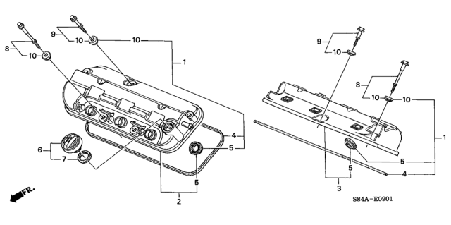 2002 Honda Accord Cylinder Head Cover (V6) Diagram