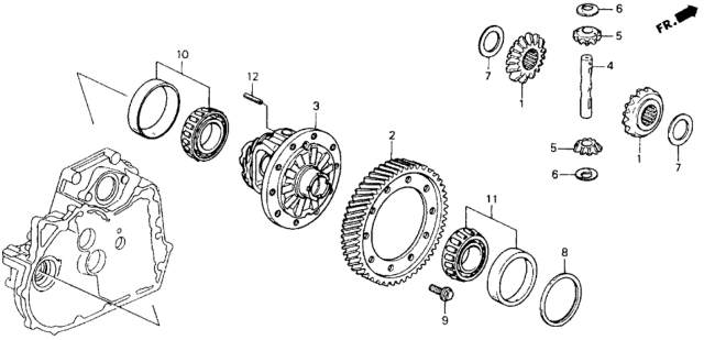 1993 Honda Accord 2 Door LX KA 4AT AT Differential Gear Diagram