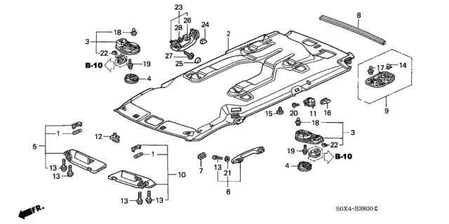 2003 Honda Odyssey Sunvisor Assembly, Driver Side (Light Fern) (Vanity Mirror) Diagram for 83280-S0X-A03ZA