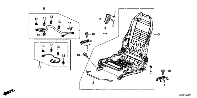 2019 Honda Accord 4 Door EX KA CVT Front Seat Components (Right) (Manual Seat) (TS Tech) Diagram