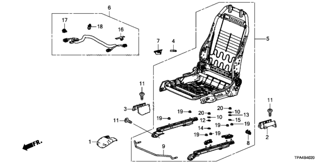 2020 Honda CR-V Hybrid Front Seat Components (Passenger Side) Diagram