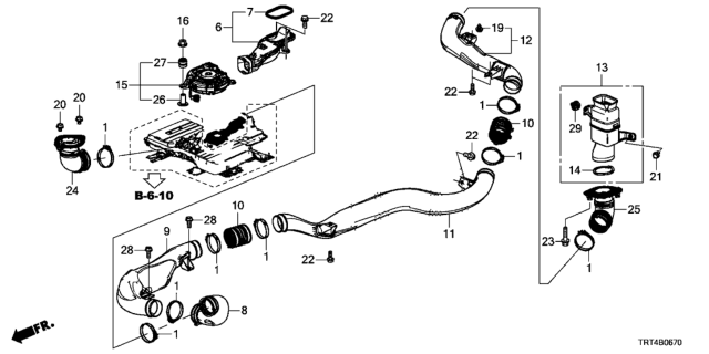 2018 Honda Clarity Fuel Cell Duct, Ipu Outlet C Diagram for 1J664-5WM-A00