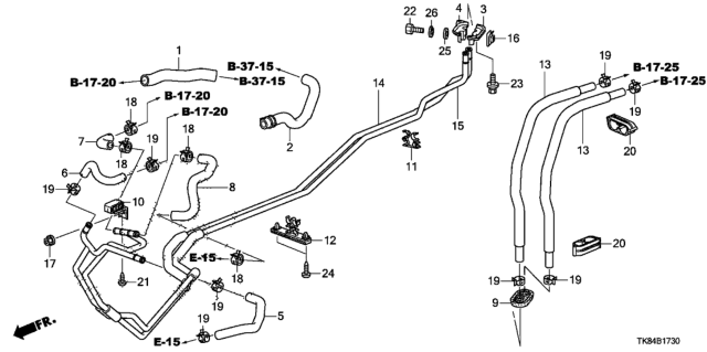 2012 Honda Odyssey 5 Door LX KA 5AT Water Hose - Water Pipe Diagram