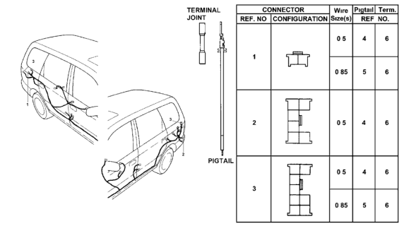 1998 Honda Odyssey 5 Door EX KA 4AT Electrical Connector (Rear) Diagram