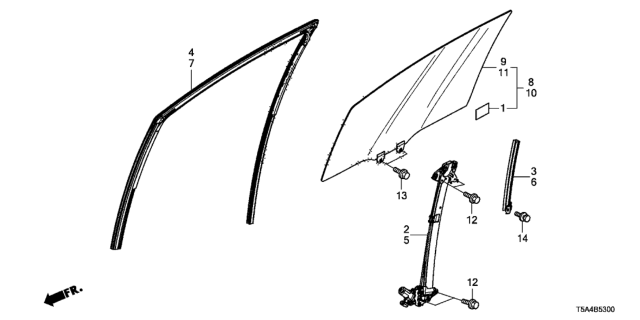 2018 Honda Fit Front Door Glass  - Regulator Diagram