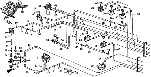 1987 Honda CRX 2 Door HF KA 5MT MT No. 1 Tubing Diagram