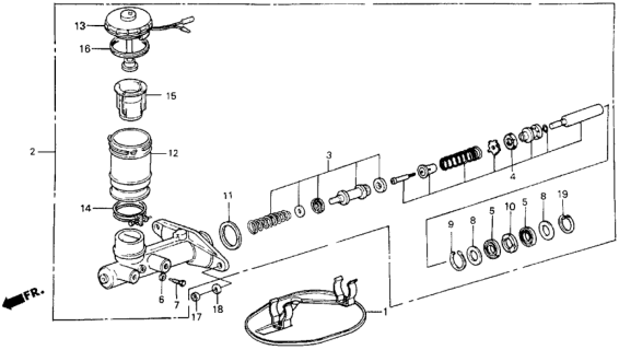 1987 Honda Civic Master Cylinder Assembly Diagram for 46100-SB2-701