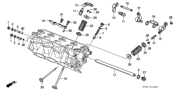 1997 Honda Accord Arm B, Exhuast Rocker Diagram for 14626-P0G-A00