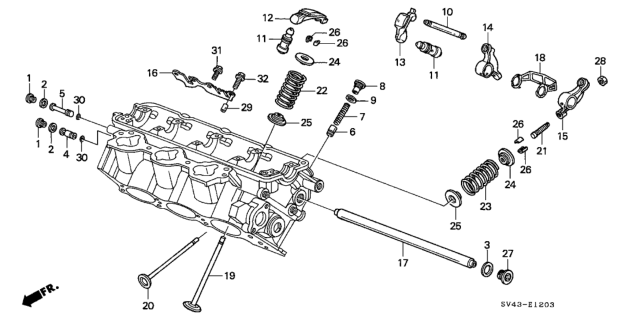 1996 Honda Accord Valve - Rocker Arm (Rear) (V6) Diagram