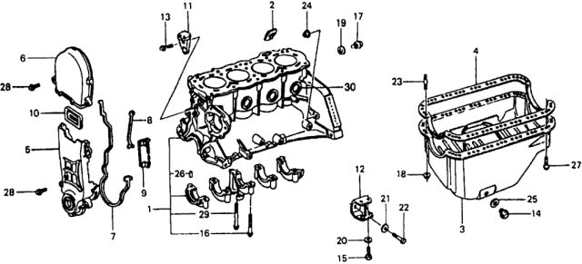 1978 Honda Civic Cylinder Block - Oil Pan Diagram