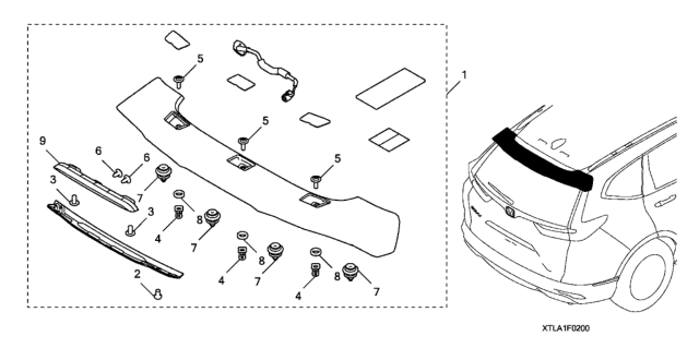 2020 Honda CR-V Hybrid Tailgate Spoiler Diagram