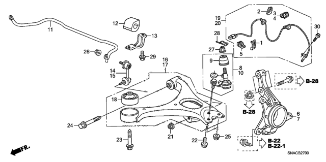 2010 Honda Civic Spring, Front Stabilizer Diagram for 51300-SNX-A01