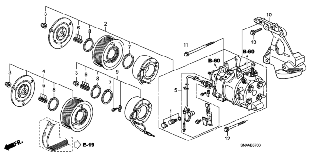 2009 Honda Civic A/C Air Conditioner (Compressor) (1.8L) Diagram