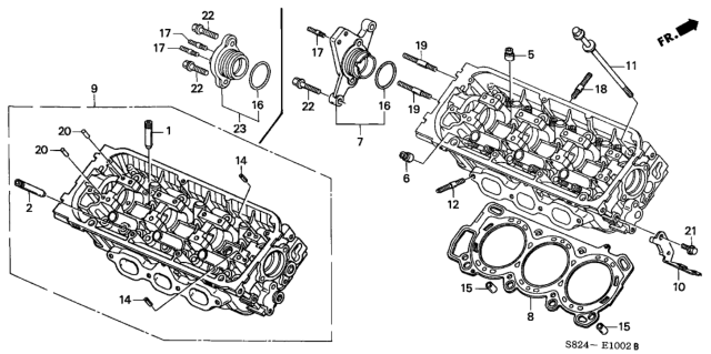 2000 Honda Accord Rear Cylinder Head (V6) Diagram