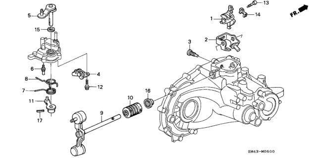 1992 Honda Accord 4 Door EX KA 5MT MT Shift Arm - Shift Lever Diagram