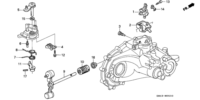 1993 Honda Accord MT Shift Arm - Shift Lever Diagram