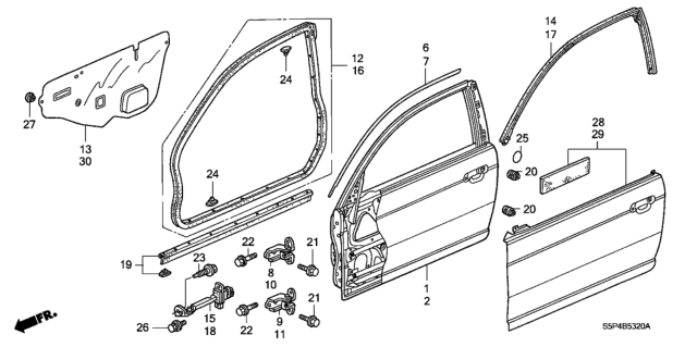 2002 Honda Civic Seal, FR. Door Sill (Lower) Diagram for 72435-S5P-A01