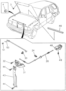 1995 Honda Passport Cable, Engine Hood Control Diagram for 8-97096-582-0