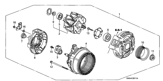 2007 Honda Civic Alternator (Denso) (2.0L) Diagram