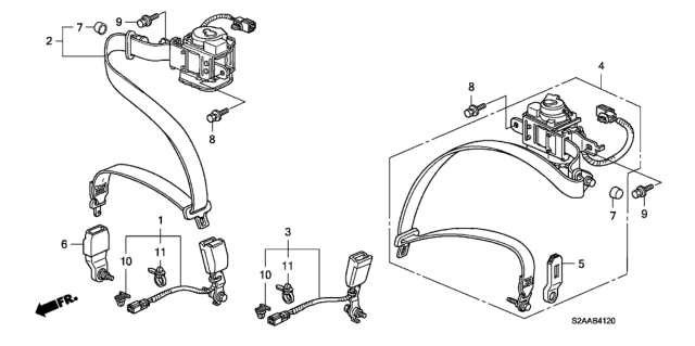 2008 Honda S2000 Seat Belts Diagram