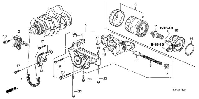 2008 Honda S2000 2 Door CR (WITH AC) KA 6MT Oil Pump Diagram