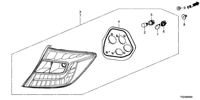 2012 Honda Civic 4 Door MX (HYBRID LEATHER HEAT) KL CVT Taillight Diagram