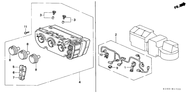 1997 Honda CR-V Control Assy., Heater *NH178L* (EXCEL CHARCOAL) Diagram for 79500-S10-A01ZA