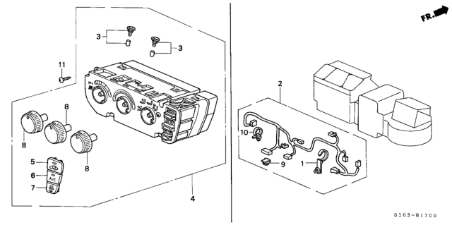 1998 Honda CR-V Control Assy., Heater *NH178L* (EXCEL CHARCOAL) Diagram for 79500-S10-A02ZA