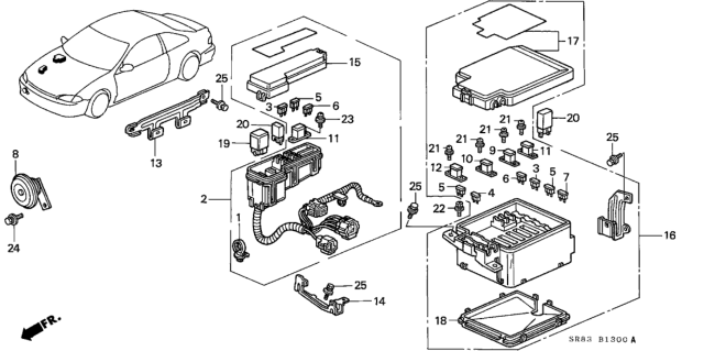 1994 Honda Civic Control Unit (Engine Room) Diagram