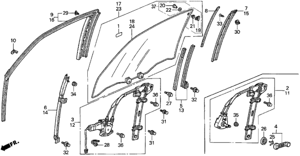 1996 Honda Accord Door Window Diagram