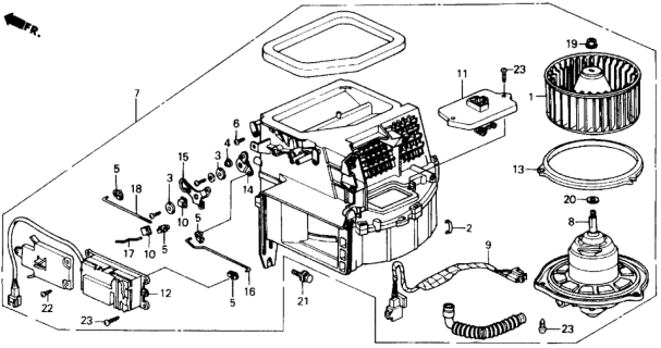 1989 Honda Prelude Blower Assembly Diagram for 79300-SF1-A04