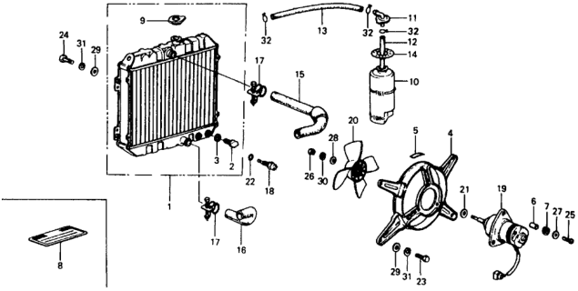 1978 Honda Civic Radiator Diagram for 19010-639-000