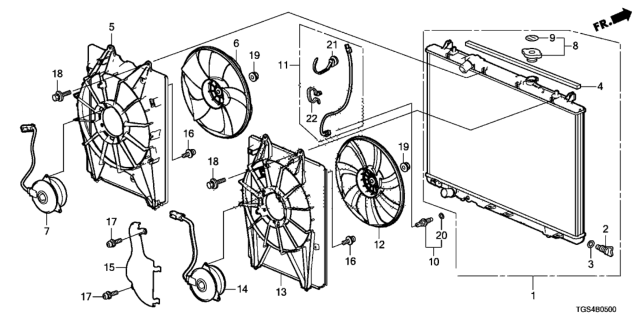 2020 Honda Passport 5 Door EXL (2WD) KA 9AT Radiator Diagram