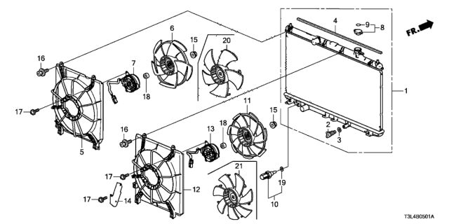 2013 Honda Accord 2 Door LX-S KL CVT Radiator (Toyo) Diagram