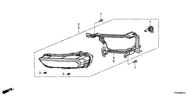 2014 Honda Accord Foglight Assembly, Right Front Diagram for 33900-T3V-A01