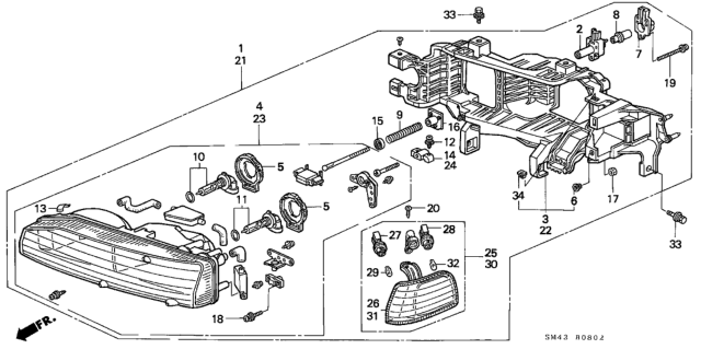 1993 Honda Accord 4 Door EX KA 5MT Headlight Diagram
