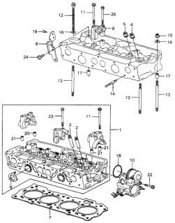 1980 Honda Civic Cylinder Head Assembly Diagram for 12010-PA0-010