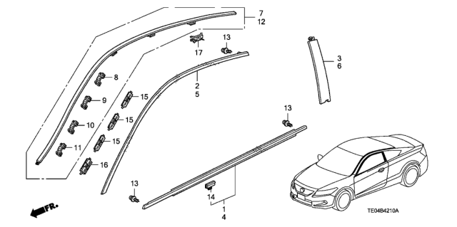 2008 Honda Accord 2 Door EX-L KA 5MT Molding Diagram