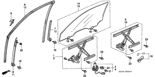 1997 Honda Civic Handle Assy., Regulator *NH264L* (CLASSY GRAY) Diagram for 75330-SC7-000ZV