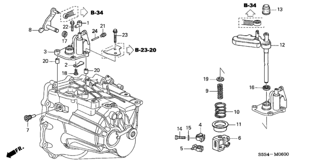 2003 Honda Civic 3 Door SI KA 5MT MT Shift Arm - Shift Lever Diagram