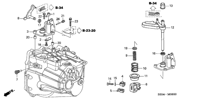 2005 Honda Civic MT Shift Arm - Shift Lever Diagram